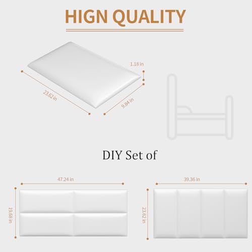 Headboards Wall Panel for Twin, Self-Adhesive 3D Wall Panels, Upholstered Wall Panel for Bedroom/Living Room (4 Pieces 9.84 in x 23.6 in)