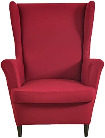 HZDHCLH Wingback Chair Slipcovers 2 Piece,Stretch Spandex Wing Chair Covers for Living Room Armchair,Washalbe Sofa Slipovers (Burgundy)