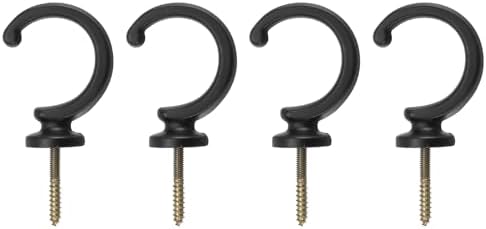 uxcell 4Pcs Curtain Holdback, Aluminum Alloy Wall Mounted Curtain Holders Drapery Tieback Hooks for Living Room Bedroom Office (Black)