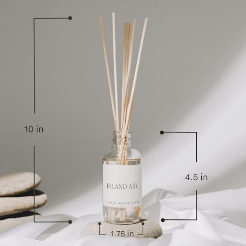 Sweet Water Decor Coastal Lemon Clear Reed Diffuser – Room Decor Aesthetic with Long-Lasting Premium Fragrance of Lemon, Sea Salt, Jasmine & Driftwood for 4 Months – Ideal for Home Décor