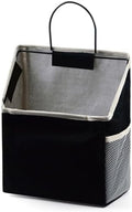 Fantasyon Wall Hanging Storage Bag, Waterproof Over The Door Closet Organizer Hanging Pocket Linen Cotton Organizer Box Containers for Bedroom, Bathroom (Black)