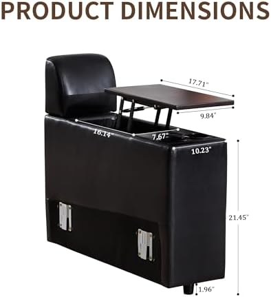 LEVNARY Modular Lift-Top Console with USB Charging and Cup Holders, Center Storage Module for Modular Reclining Sofa (Black)