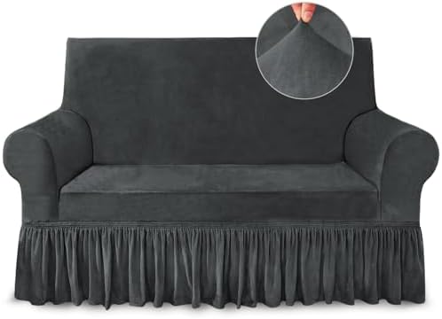 NICEEC Love Seat Couch Covers Loveseat Covers Universal Cover with Skirt