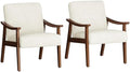 Yaheetech Accent Chairs Set of 2, Mid-Century Faux Leather Armchairs, Beige