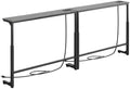 Kitstorack Narrow Sofa Table with Charging Station, 78.8" Behind Couch Table, Adjustable 24.4"-32.7" Height, Modular 2-piece Design for sectionals, entryways, Apartments, and Narrow Living Spaces