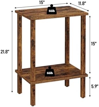 TUTOTAK End Table, Side Table, Nightstand, 2-Tier Storage Shelf