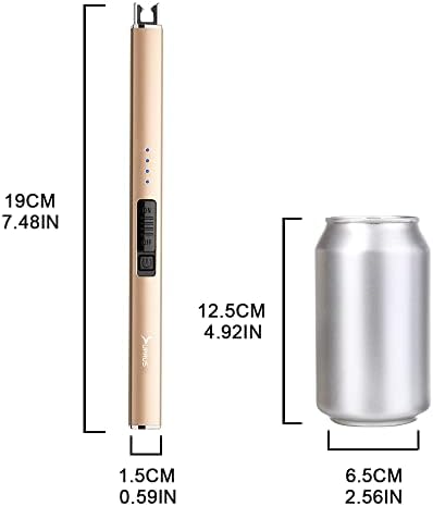 SUPRUS Electric Lighter Arc Windproof Flameless USB Rechargeable Lighter with Safety Lock for Candle BBQ Camping (Champagne Gold)