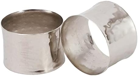 ITOS365 Handmade Round Hammered Silver Napkin Rings Holder for Dinning Table Parties Everyday, Set of 12