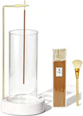 CEREMONY Incense Holder, Ceramic Incense Holder for Sticks with Glass Ash Catcher, Incense Burner for Meditation Yoga Spa Room Decor(Beige)