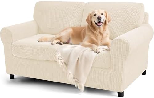 SUBRTEX 5 Pieces Stretch Sofa Slipcover Sets Couch Cover Sets Backrest Cushion Covers Furniture Protector Collection Set for Oversize Sofa Loveseat Chair Slip Covers(Medium, Ivory)