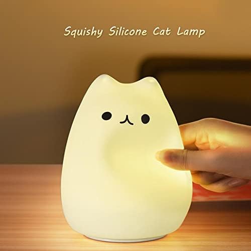 ZKLiLi Remote Cat Night Light, Cute Lights Rechargeable Cat Lamp Nightlight Birthday Gift with Warm White and 7-Color Breathing Modes(Remote Control)