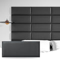 Art3d 6-Pack Peel and Stick Upholstered Headboard, 9.84 x 23.62 in, Black