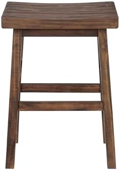 Alaterre Furniture Pomona Solid Wood Bar Stool, Rustic Brown, 26”