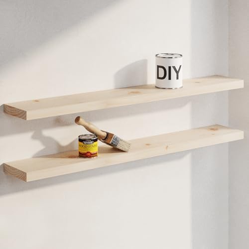 Homeforia 36 Inch DIY Floating Shelves, High-End Solid Pine Wood, Set of 3