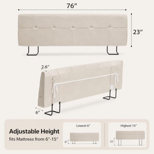 King Headboard with Adjustable Height