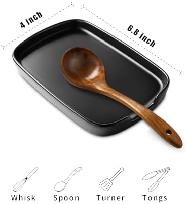 ABRUTY Spoon Rest for Stove Top, Ceramic Spoon Holder for Counter, Modern Farmhouse Decor Accessories for Spatula, Spoons or Tongs