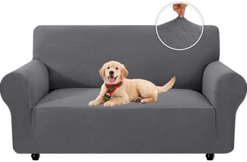 XINEAGE Stretch 2 Seater Slipcover, Non-Slip Pet Couch Cover,Light Gray