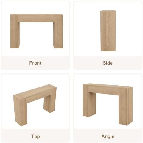 Epecoya 43 Inch Small Light Oak Console Table for Hallway Entryway Entrance