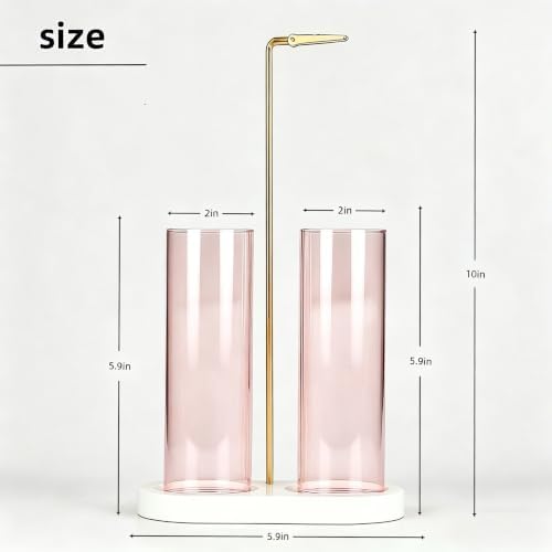 Pink Glass Incense Holder, Incense Sticks Holder Burner with Storage & Ash Catcher for Room Decor (Pink)