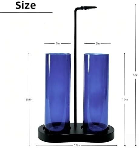 Blue Glass Incense Holder, Incense Burner Holder with Ash Catcher & Storage,Hang Upside Down Incense Holder for Sticks (Blue)