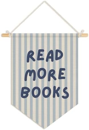 Wheatwin Classroom Reading Nook Decor, Read More Books Pennant Flag for Reading Corner Classroom Library 15x11 Inch
