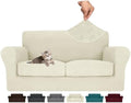 MAXIJIN 3 Piece Couch Covers for 2 Cushion Couch loveseat Cover, Stretch Love Seat Sofa Slipcovers for Dogs Pet, Thick Furniture Protector with 2 Seat Cushion (55"-69", Beige)