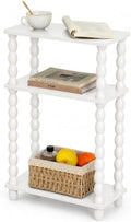 3-Tier Narrow Side Table, Skinny End Table with Wood Spindle Legs White