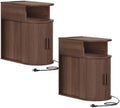 RALGEND Narrow End Table Set of 2 with Charging Station and Storage Shelf