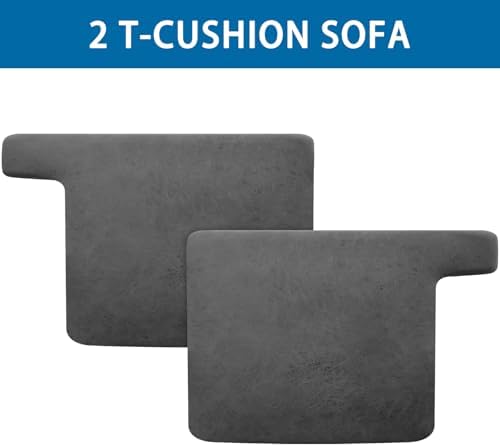 T Cushion Sofa Slipcovers Leather-Look 2PC Stretch Sofa Cushion Covers for 2 Cushion Couch Individually Couch Seat Cover with Elastic Bands, Pet-Friendly, Non-Slip, Easy Fit - Grey