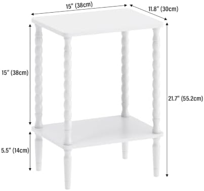 TUTOTAK Small End Table with Solid Wood Legs, Side Table Set of 2