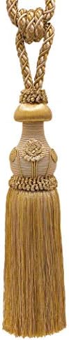 Exquisite Hand Crafted Curtain & Drapery Tassel Tieback, Tassel Length 12" (30.5cm), 32" Spread (81cm) (Style# TBBL1) Tan Beige Gold #8633 (Beige Gold, Dark Gold, Tan Beige) Sold Individually