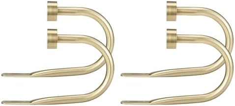 Premium Curtain Holdback, Quality Metal Decorative Curtain Holdbacks with Zinc Alloy Cap Finials,Rust-Proof, Set of 4 Window Curtain Holdbacks,Brass