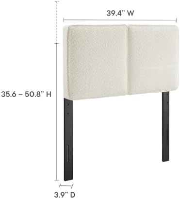 Modway Lindee Twin Size Upholstered Headboard with Slate Boucle Fabric - Pillow Style Headboard for Kid's Room or College Dorm - Fabric Twin Headboard with Adjustable Mounting Positions