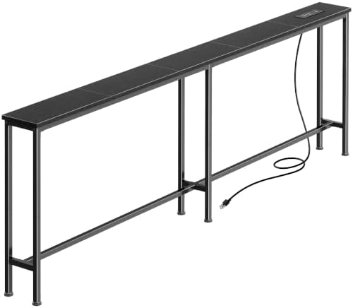 Huuger 70.8 Inch Console Table, Skinny Sofa Table with Charging Station