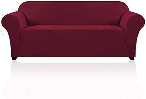 PrinceDeco Couch Covers for 3 Cushion Couch Sofa Pet Friendly Extra Large Couch Cover for Oversized Sofa Washable Furniture Protector Fitted Sofa Slipcovers Stay in Place(XL Sofa, Burgundy)