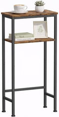 Narrow Console Table, 2-Tier Slim Entryway Table for Small Spaces, 15.7 Inch Small Sofa Side Table with Storage Shelves, Rustic Brown Skinny Hallway Table for Living Room