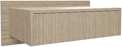 VANT 39 in Floating Wall Mounted Nightstand with Drawer, Cerused White Oak