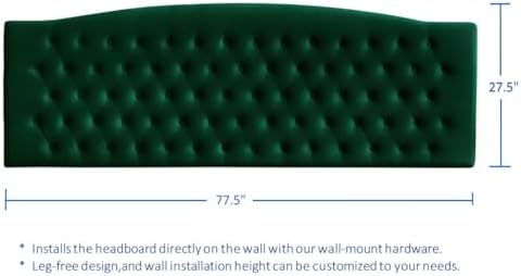 24KF Upholstered Tufted Button Velvet Wall Mounted Headboard,Comfortable Fashional Headboard King/CA King Size, 6058-K-Jade