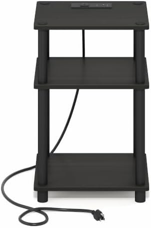 Furinno Just 3-Tier Night Stand with Charging Station, Black Espresso