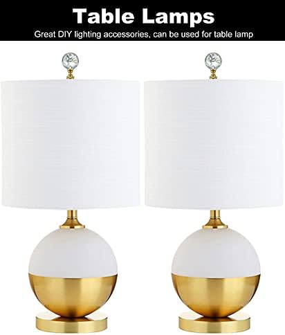 Crystal Lamp Finial Cap – Handmade Ball Shaped Clear Crackle Glass, Polished Brass Finish Base