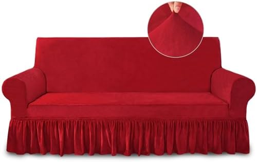 NICEEC Red Couch Covers for Sofa Cover Universal Slipcovers with Skirt