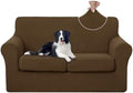 U-NICE HOME 3 Pieces Stretch Loveseat Couch Cover, Brown