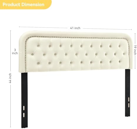 Tufted Upholstered Twin Size Headboard only - Button Solid Wood HeadBoards with Adjustable Height - Modern Velvet Padded Bed Headboard - Easy Assembly - Nailhead,Beige