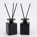 2 Pack 150ml Glass Reed Diffuser Container with Black Sticks, Empty Essential Oil Diffuser Jars with Protective Packaging for DIY Home Fragrance, Bathroom, Bedroom and Office Decor (2, Matte Black)