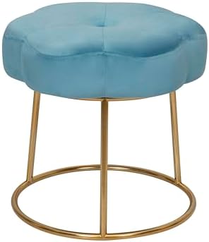 Linon Talulah Light Blue and Gold Vanity and Accent Stool