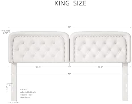 Tufted Upholstered Headboard King Size, Button Adjustable Height King Head Board Only, Sturdy and Durable Solid Wood with Nailhead Trim Headboards, Ideal for Bedroom, Dorm, Guest Room,Beige