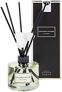 CULTURE & NATURE Reed Diffuser Set 6.7oz (200ml) April Flower Scented Diffuser with Sticks Home Fragrance Reed Diffuser for Bathroom Shelf Decor
