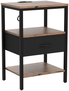 SUPERJARE Nightstand Set of 2 with Charging Station, USB-C Port, End Tables