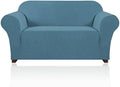PrinceDeco Stretch Loveseat Sofa Cover Slipcover Couch Cover for 2 Cushion Sofa Washable Sofa Cover for Pets Friendly Furniture Protector Covers with Non Slip Bottom(Loveseat, Storm Blue)