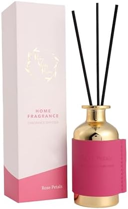 Reed Diffuser Set - Rose Petals, 2.7 fl oz (80 ml) Scented Oil Diffuser with Reed Sticks, Long Lasting Floral Home Fragrance for Bathroom Shelf Decor, Aromatherapy Gift for Women